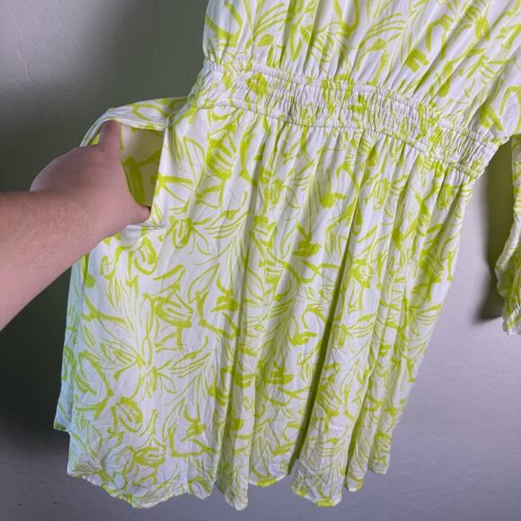 Torrid Yellow Green Floral Mini Wash Gauze Wide Waist Skater Dress 2X 40261123 - Picture 7 of 15